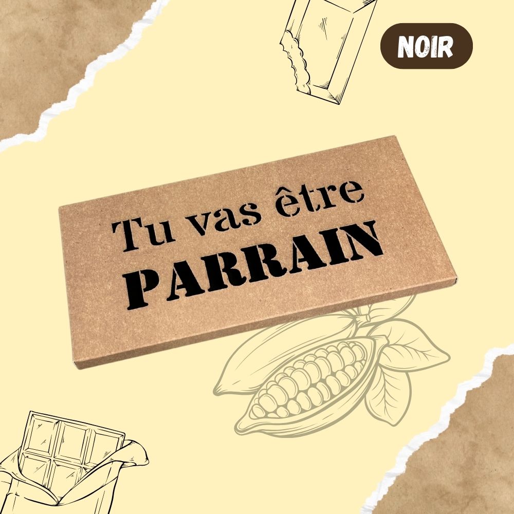 Tablette de chocolat NOIR - Tu vas être parrain