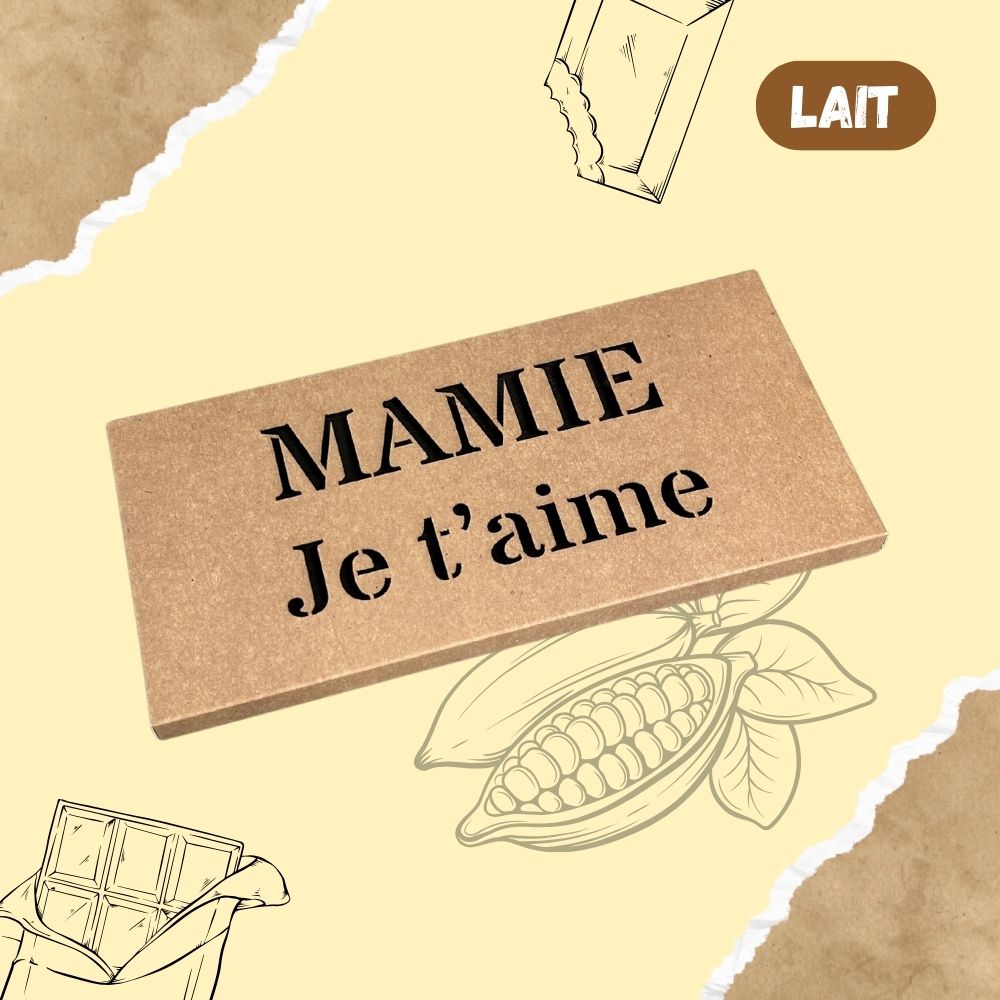 Tablette de chocolat LAIT - Mamie je t'aime