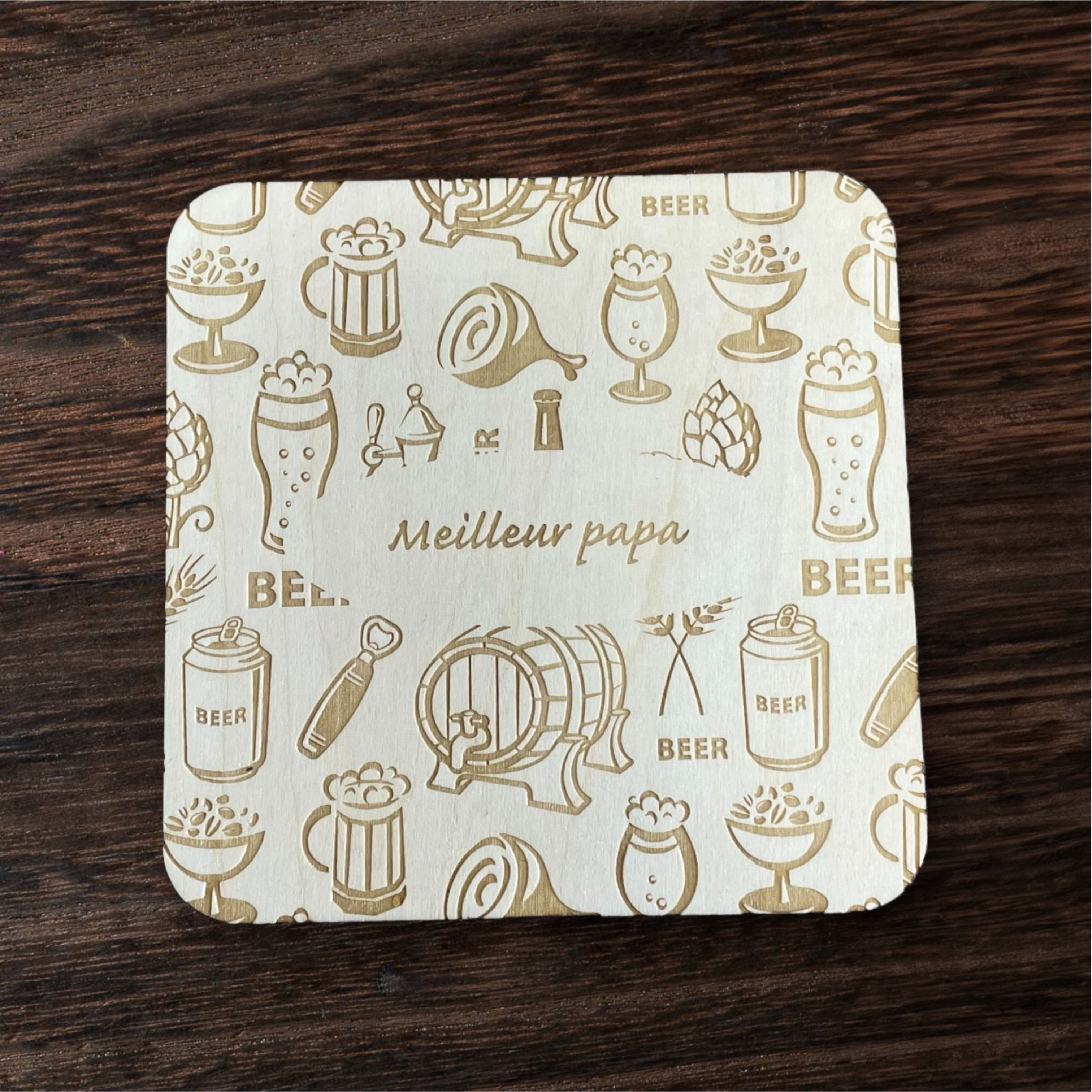 Lot de 4 Sous-Verres Meilleur Papa